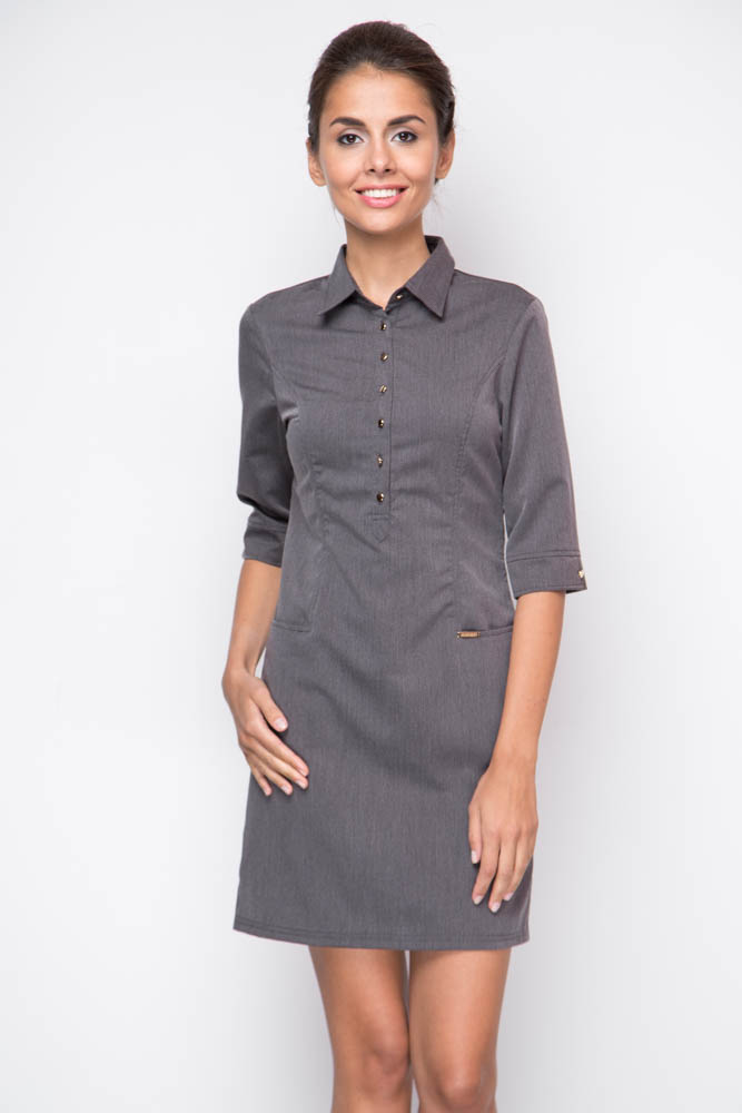 Фото товара 8393, серое офисное платье