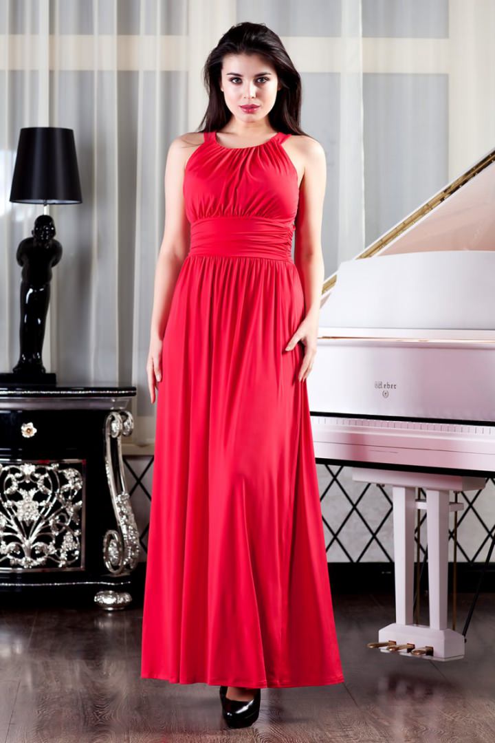 Фото товара 7961, красное длинное вечернее платье